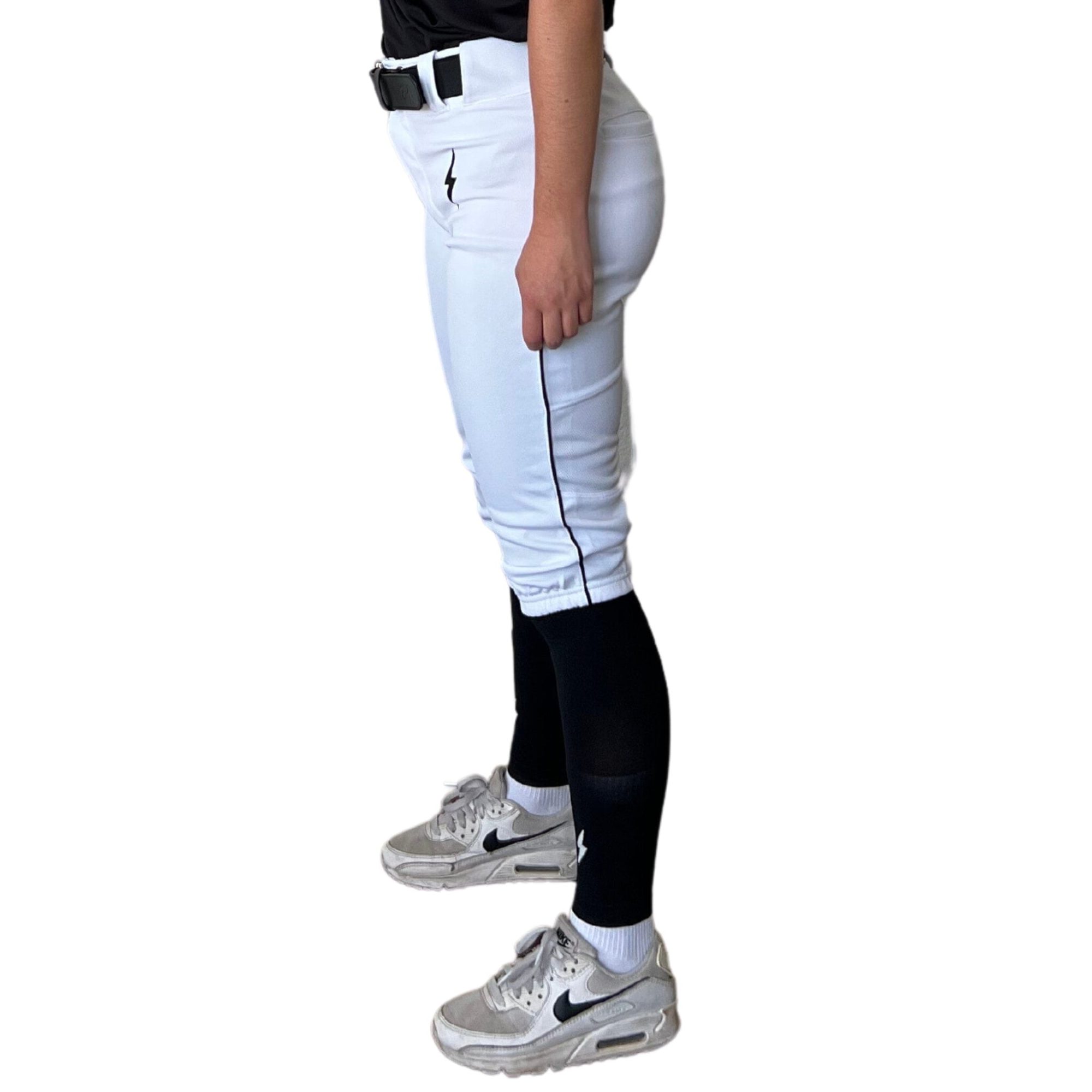 Premium Pro Softball Knicker Pant w/ Piping - White/Black